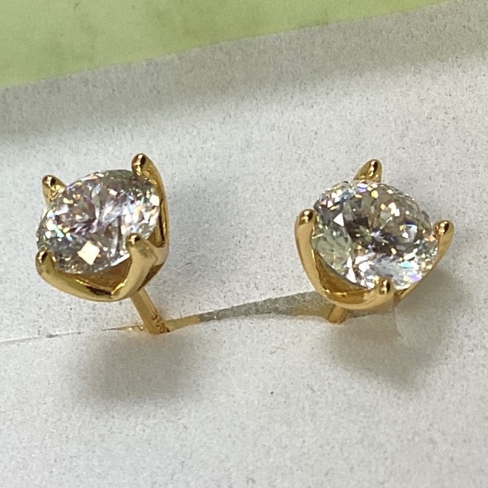 Stud Earrings Gold Tone‎ Round Cut Crystal Rhinestone Sparkly Jewelry - Picture 7 of 7